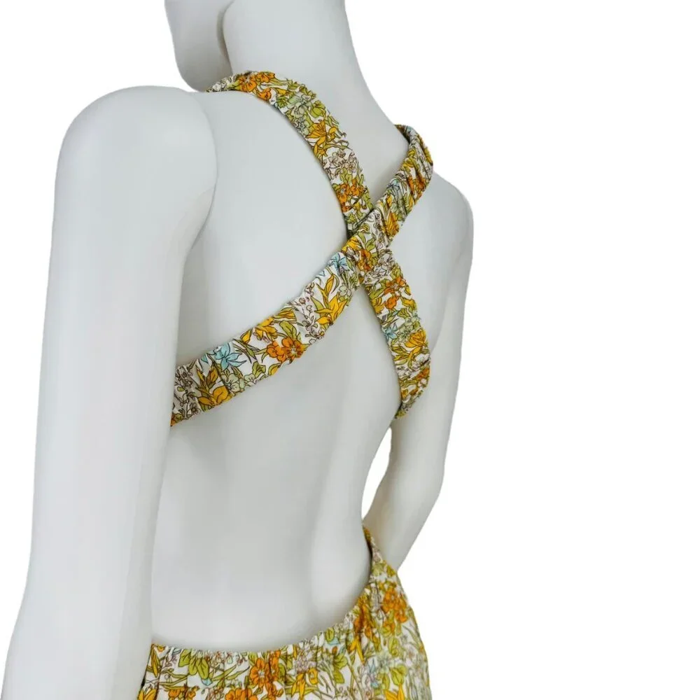 Hyacinth House NEW Yellow Pastel Retro Floral Maggie Maxi Dress Size Small - Picture 6 of 9